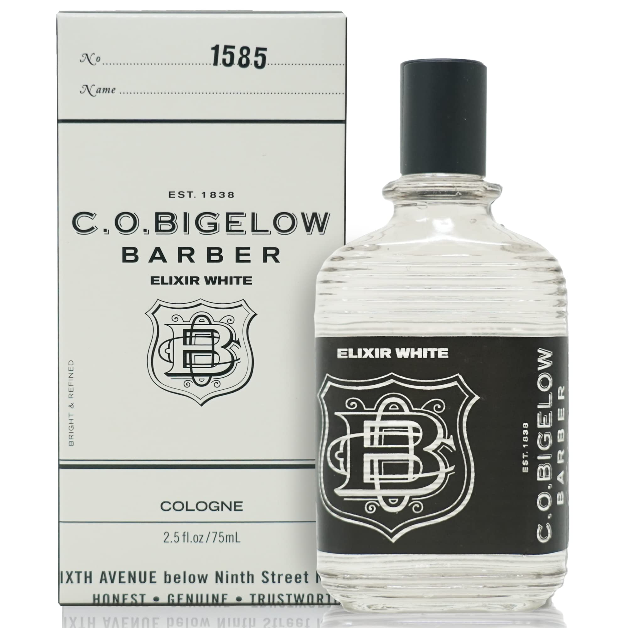 C.O. Bigelow Elixir White Cologne - No. 1585 2.5 fl oz Cologne for Men Modern Fresh Refined Clean Citrus & Peppery Wood Masculine Perfumes for Men